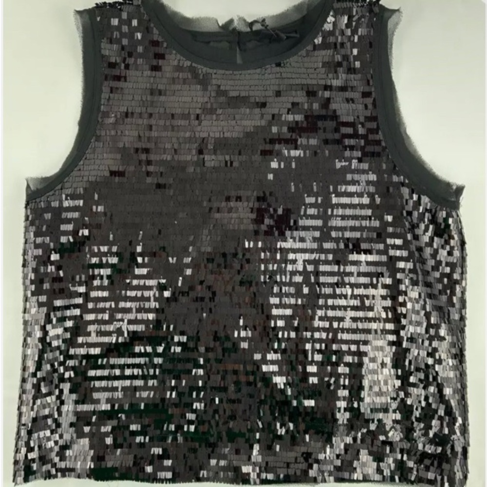 Womens  Who What Wear Sexy Black Sequin Top size M